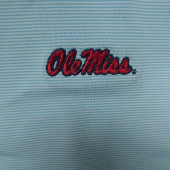 Ole Miss Rebels Shirt Men XL Blue White GenTeal Striped Performance Polo - Picture 4 of 10